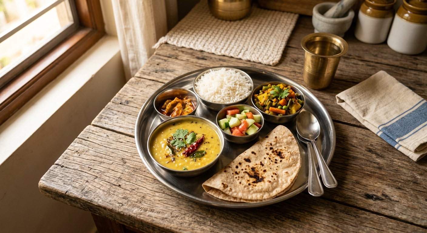 Dal, Rice & Sabzi